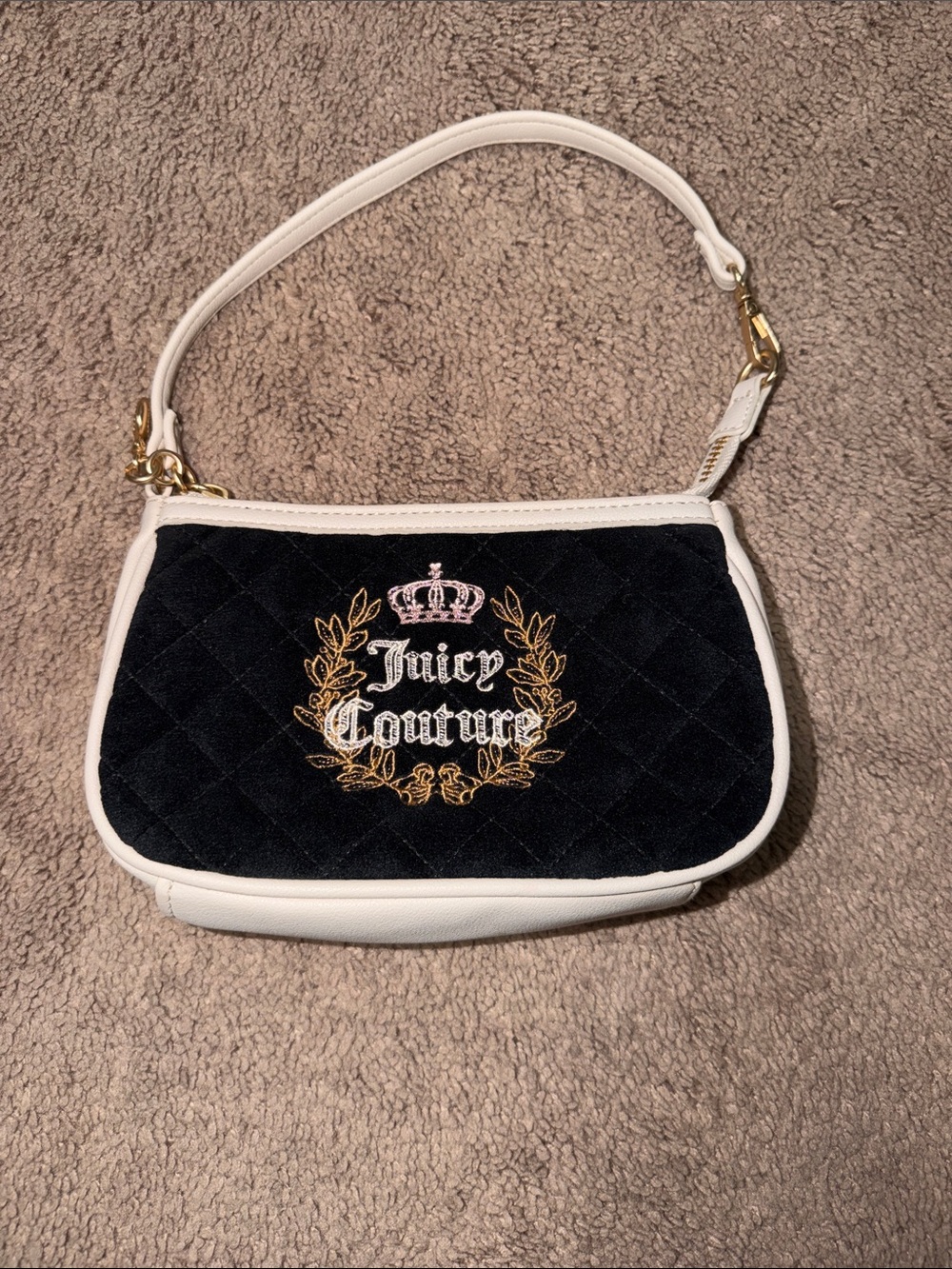 Y2K Juicy Couture Cream Black Mini Purse